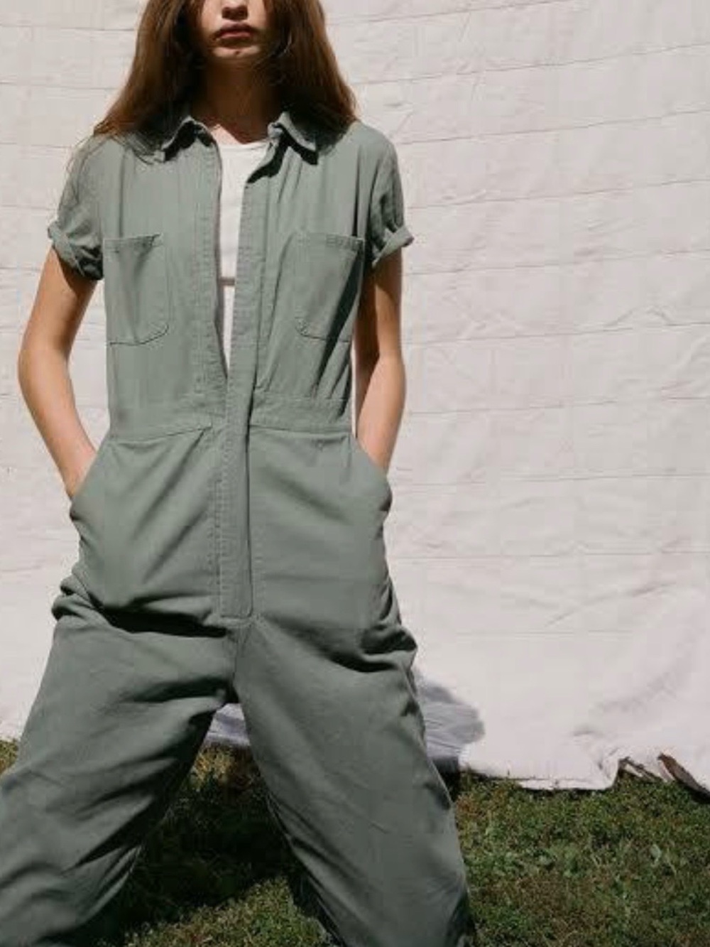 Urban Outfitters Short-Sleeve flight  Jumpsuit in Green
